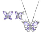 Aurora Tears Butterfly Jewelry,Women 925 Sterling Silver Butterflies Birthstone Pendant Necklace/Earrings/Rings Wedding Gift