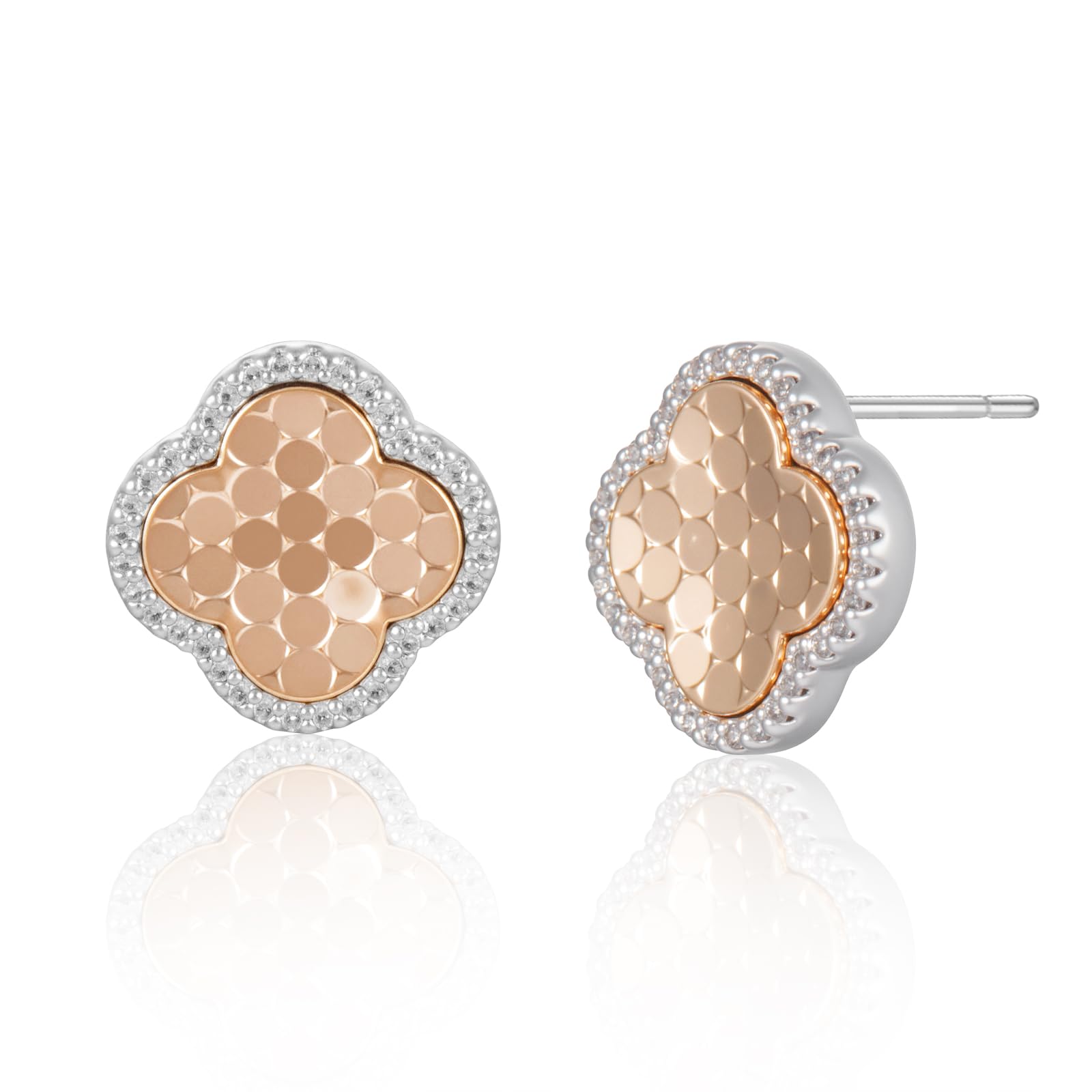 Aura & lrena Clover Earrings for Women, Vintage Pearl Earrings, Bridal Earrings, 18K Gold Plated with Mother of Pearl and AAA Zirconia, 925 Silver Hypoallergenic Posts, Gift for Wedding Anniversary