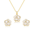 EleQueen Rose Flower Necklace Earrings Bracelet Set 14K Gold Plated Hypoallergenic Jewelry Sets Gift for Women