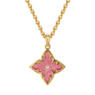 Fettero Gold Clover Necklace for Women Dainty 14K Gold Plated CZ Pendant Necklace Adjustable Chain Choker Charm Colorful Clover Pendant Lucky Necklaces for Women Jewelry