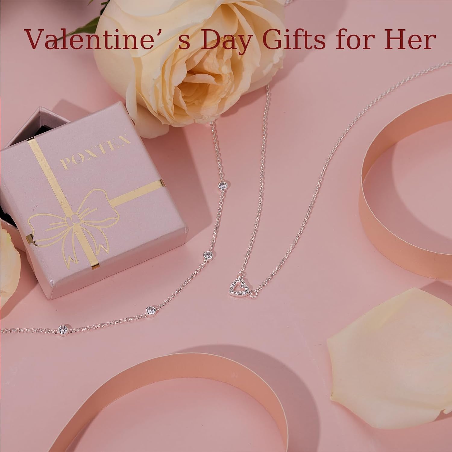 Heart Necklaces for Women, Dainty 14K Gold/Silver Plated Necklace Cute Tiny Gold Diamond Infinity Heart Pendant Jewelry, Ideal Gifts for Mothers Day Birthday Graduation Valentine's Day