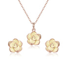 EleQueen Rose Flower Necklace Earrings Bracelet Set 14K Gold Plated Hypoallergenic Jewelry Sets Gift for Women