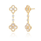 Aura & lrena Clover Earrings for Women, Vintage Pearl Earrings, Bridal Earrings, 18K Gold Plated with Mother of Pearl and AAA Zirconia, 925 Silver Hypoallergenic Posts, Gift for Wedding Anniversary