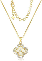 Turandoss Clover Necklaces for Women - Dainty 14K Gold Plated CZ Pendant Necklace Colorful Four Leaf Clover Necklace Lucky Necklaces Gifts