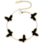 AICase 18K Gold Plated Clover Bracelet Dupes Gold/White/Black Bracelet Set for Women Flower Leaf Lucky Clover Bracelets Trendy Jewelry Birthday Gifts for Women/MoM/Friends