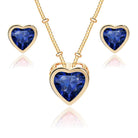 EVEVIC Austrian Crystal Heart Pendant Necklace Earrings for Women 14K Gold Plated Hypoallergenic Jewelry Set