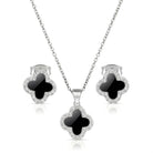 SHINYY Four Leaf Crystal Clover Necklace Earring Set for Women | 18K Gold Plated Cubic Zirconia Bracelet | 4 Leaf Lucky Pendant and Ear Studs | Jewelry Gift for Her