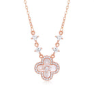 Women's 18K Gold Plated Clover Necklace with White Natural Shell - Four Leaf Lucky Charm Dainty Link Necklaces Jewelry for Women, Trendy Birthday/Mother's Day Gift