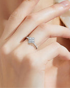 Moissanite Rings for Women 1.3ct Lucky Rings Four Leaf Clover Ring Promise Engagement Wedding Bands D Color VVS1 Moissanite Statement Rings Lucky Gifts for Women