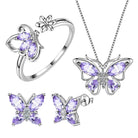 Aurora Tears Butterfly Jewelry,Women 925 Sterling Silver Butterflies Birthstone Pendant Necklace/Earrings/Rings Wedding Gift