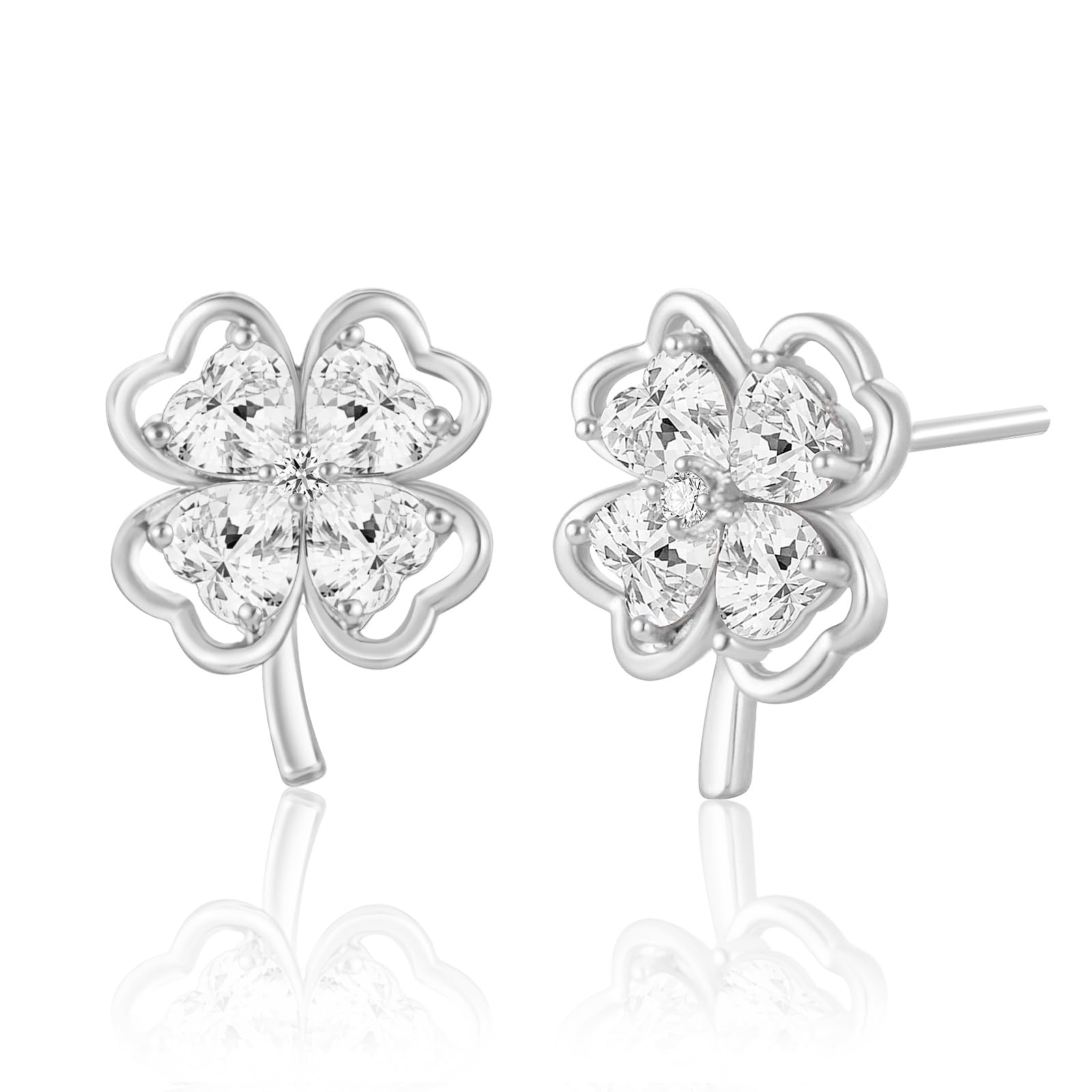 Aura & lrena Clover Earrings for Women, Vintage Pearl Earrings, Bridal Earrings, 18K Gold Plated with Mother of Pearl and AAA Zirconia, 925 Silver Hypoallergenic Posts, Gift for Wedding Anniversary