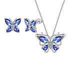 Aurora Tears Butterfly Jewelry,Women 925 Sterling Silver Butterflies Birthstone Pendant Necklace/Earrings/Rings Wedding Gift
