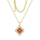Turandoss Clover Necklaces for Women - Dainty 14K Gold Plated CZ Pendant Necklace Colorful Four Leaf Clover Necklace Lucky Necklaces Gifts