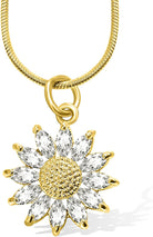 14K Gold Plated Sunflower Necklace for Women Teen Girls Friendship Sunflower Gifts for Mom, Girlfriend, Sunshine Flowers Necklace Shiny Cubic Zirconia Petals Chain Length 16"+4" Extender