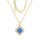 Turandoss Clover Necklaces for Women - Dainty 14K Gold Plated CZ Pendant Necklace Colorful Four Leaf Clover Necklace Lucky Necklaces Gifts