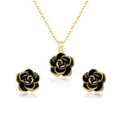 EleQueen Rose Flower Necklace Earrings Bracelet Set 14K Gold Plated Hypoallergenic Jewelry Sets Gift for Women