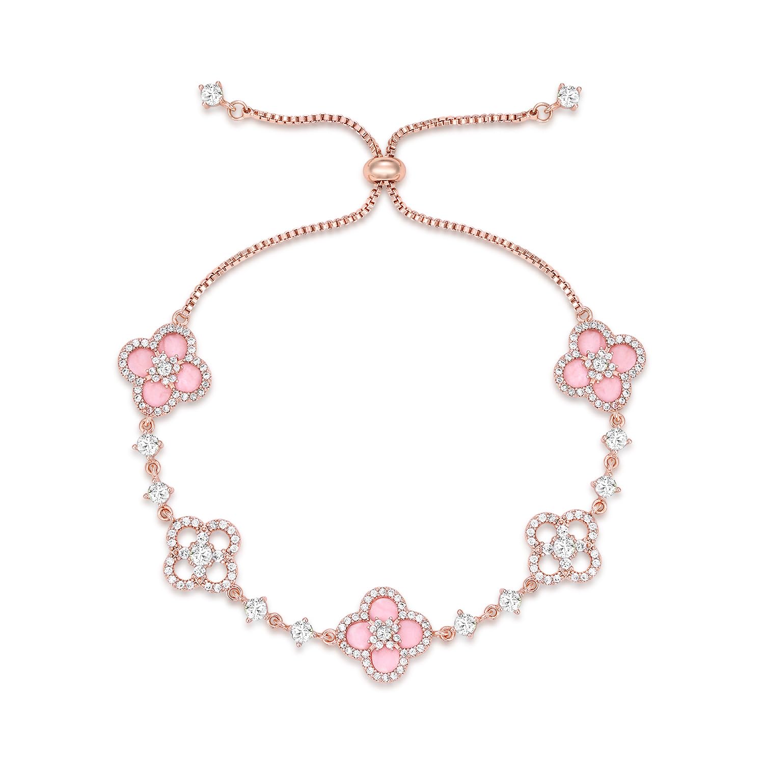 Women's 18K Gold Plated Clover Bracelet with Natural Shell - Four Leaf Lucky Charm Dainty Link Bracelets Jewelry for Women, Trendy Birthday/Mother's Day Gift