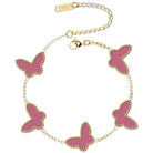 AICase 18K Gold Plated Clover Bracelet Dupes Gold/White/Black Bracelet Set for Women Flower Leaf Lucky Clover Bracelets Trendy Jewelry Birthday Gifts for Women/MoM/Friends
