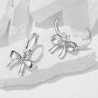 MUNDELL 14K Gold Plated Solid 925 Sterling Silver Post Bow Drop Earrings | Dainty Heart Waterdrop Hypoallergenic Drop Earrings for Women Jewelry Gift