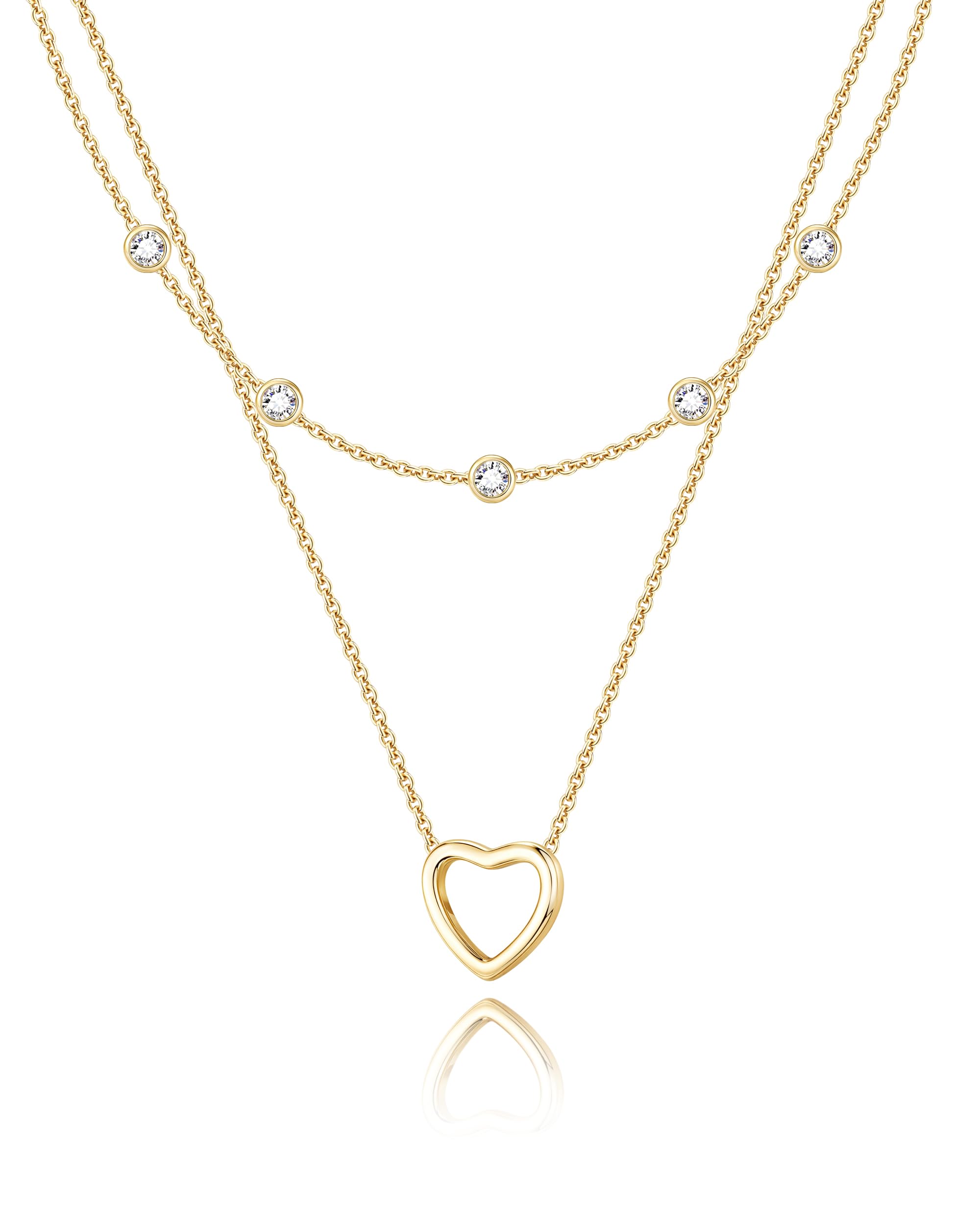 Heart Necklaces for Women, Dainty 14K Gold/Silver Plated Necklace Cute Tiny Gold Diamond Infinity Heart Pendant Jewelry, Ideal Gifts for Mothers Day Birthday Graduation Valentine's Day