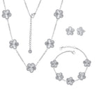 Clover Neckalce Bracelet Earring Set for Women 14K Gold Plated Stainless Steel Four Leaf Clover Jewelry Set