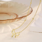CAROVO Gold Necklace for Women Bow Necklace 14K Dainty Layered Gold Necklace Cute Small Cubic Zirconia Bow Pendant Choker Chain Necklace Trendy Necklace Jewelry Gift for Women