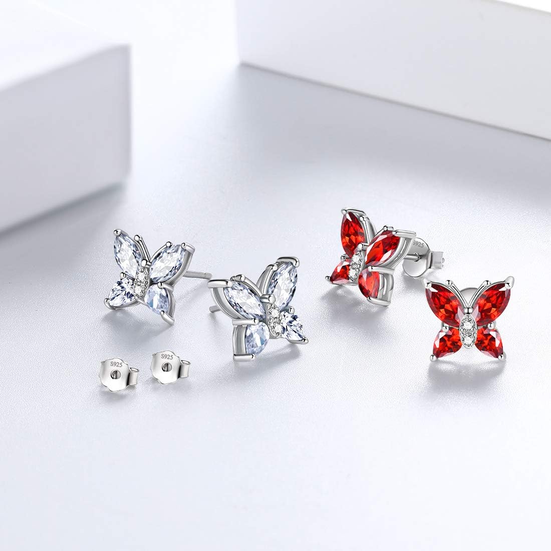 Aurora Tears Butterfly Jewelry,Women 925 Sterling Silver Butterflies Birthstone Pendant Necklace/Earrings/Rings Wedding Gift
