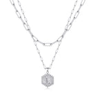 M MOOHAM Dainty Initial Necklaces for Women, 14K-Gold-Plated Layering Necklace for Women Cute Hexagon Letter Initial Necklace Layered Necklaces for Womens Teen Girl Gifts
