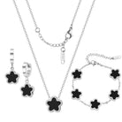 Lucky Clover Jewelry Set 18K Gold Plated Five Leaf Clover Necklace Bracelet Earrings Set Flower Jewelry Sets Birthday Gifts for Women