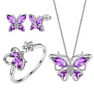Aurora Tears Butterfly Jewelry,Women 925 Sterling Silver Butterflies Birthstone Pendant Necklace/Earrings/Rings Wedding Gift