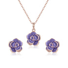 EleQueen Rose Flower Necklace Earrings Bracelet Set 14K Gold Plated Hypoallergenic Jewelry Sets Gift for Women