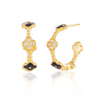 Aura & lrena Clover Earrings for Women, Vintage Pearl Earrings, Bridal Earrings, 18K Gold Plated with Mother of Pearl and AAA Zirconia, 925 Silver Hypoallergenic Posts, Gift for Wedding Anniversary