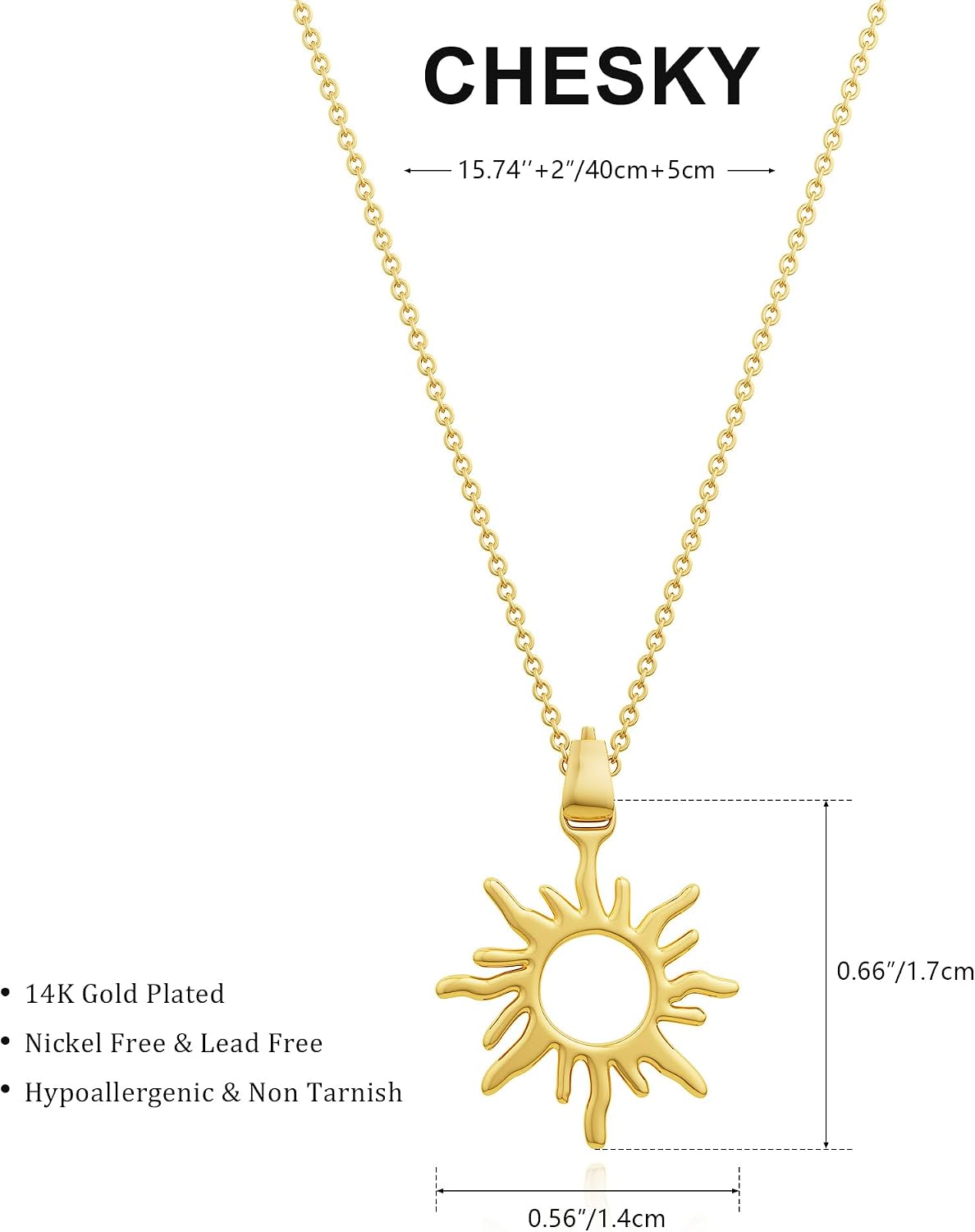 CHESKY Layered Necklaces for Women Trendy, Dainty 14k Gold Plated Pendant Necklace Layering Necklace for Women Non Tarnish Hypoallergenic Sun Gold Necklace Stack Gold Jewelry for Women Gifts