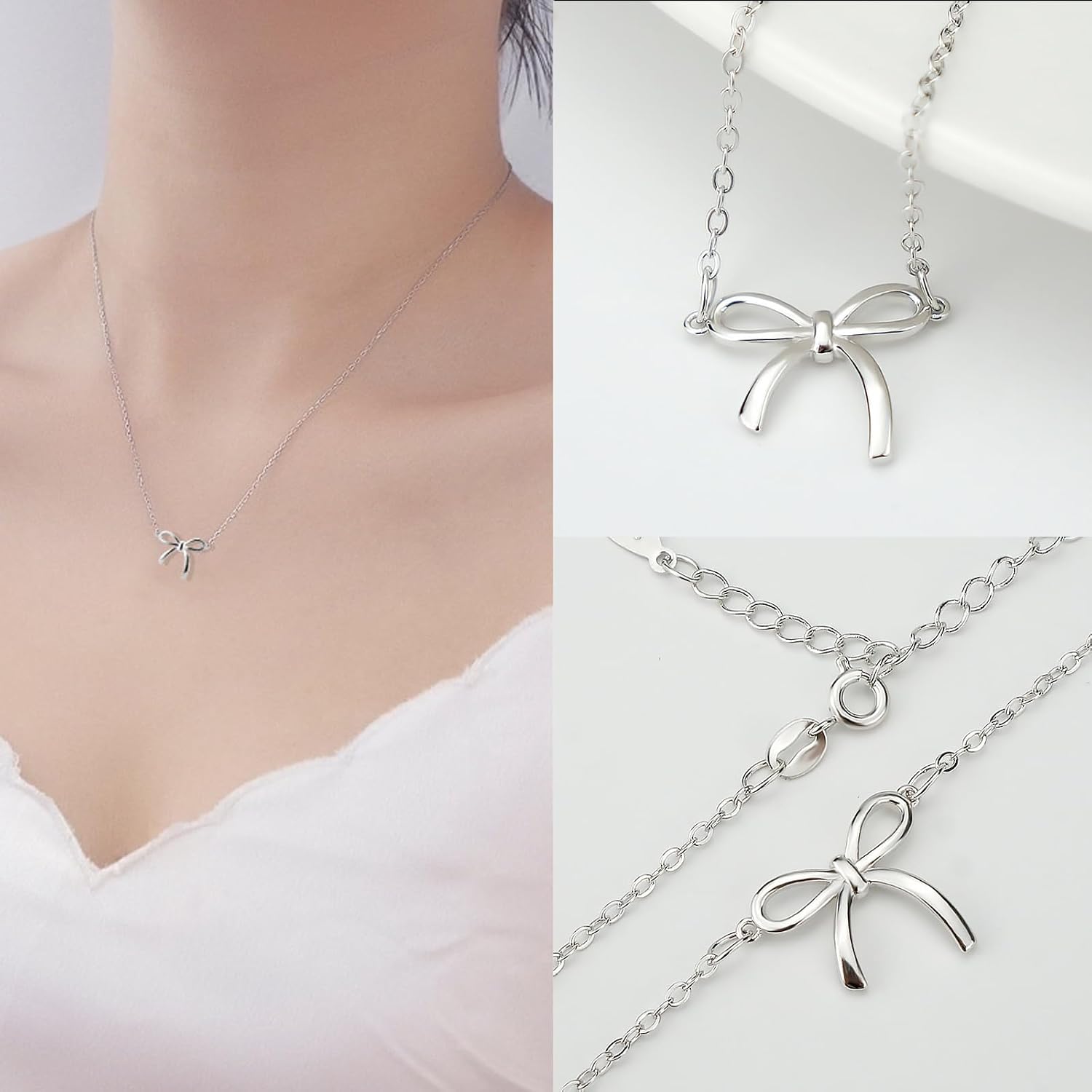 Gold Earrings Necklace for Women Cute Bow Earrings Dainty Bow Necklace Gold Jewelry Set Summer Beach Earring Charm Necklaces Beach Outfits Trendy Jewelry Gifts for Women