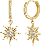 ToHeart Gold Sun Earrings for Women Sun Dangle Earrings Cubic Zirconia Earrings