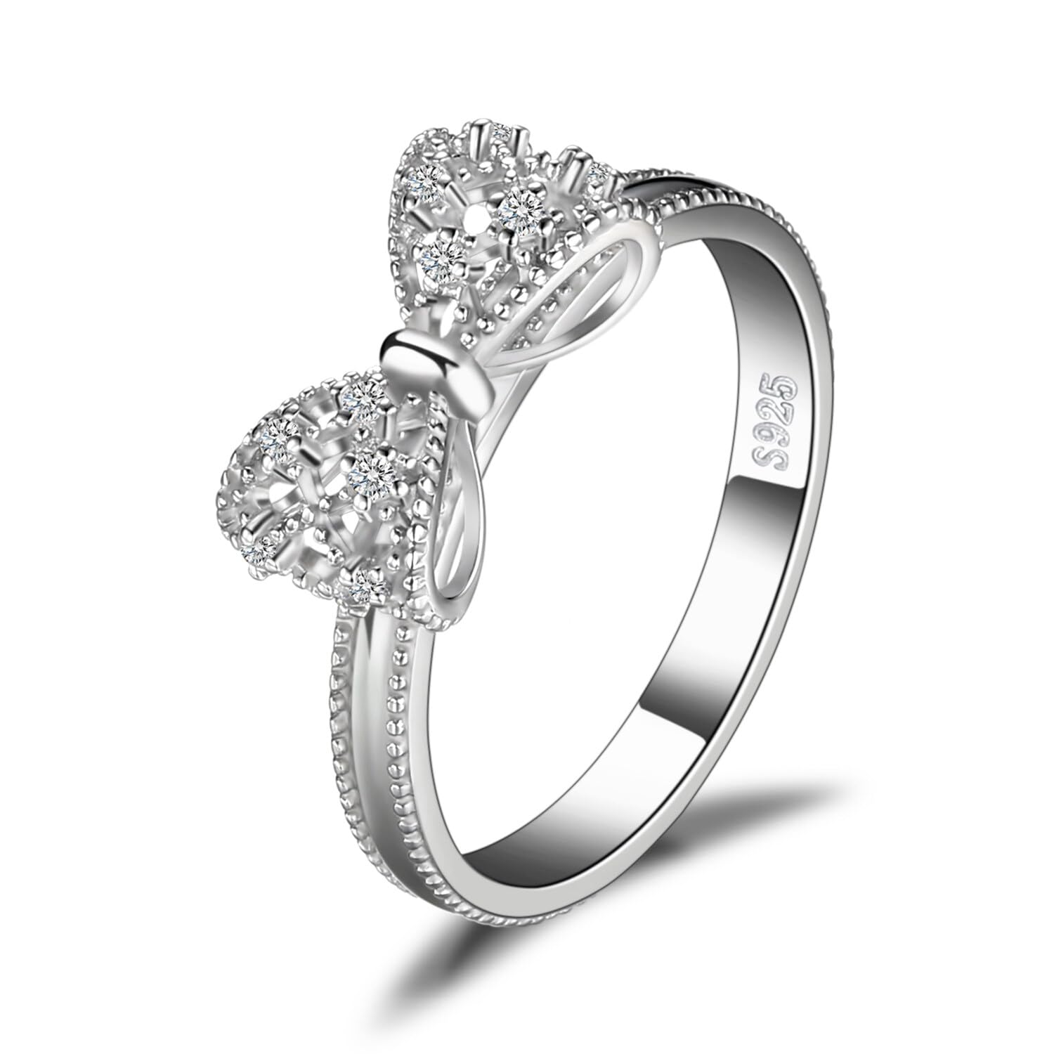 JewelryPalace 14k White Yellow Rose Gold Plated 925 Sterling Silver Rings for Women, Cubic Zirconia Promise Rings for Her, Stackable Wedding Bands Rings for Women Infinity Forever Love Knot Ring