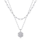 M MOOHAM Dainty Initial Necklaces for Women, 14K-Gold-Plated Layering Necklace for Women Cute Hexagon Letter Initial Necklace Layered Necklaces for Womens Teen Girl Gifts