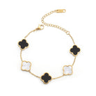 AIPPK 18K Gold Plated Clover Lucky Bracelet for Women White/Black/Red/Green Flower Four Leaf Link Bracelets Trendy Jewelry Gifts for Women