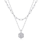 M MOOHAM Dainty Initial Necklaces for Women, 14K-Gold-Plated Layering Necklace for Women Cute Hexagon Letter Initial Necklace Layered Necklaces for Womens Teen Girl Gifts