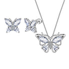 Aurora Tears Butterfly Jewelry,Women 925 Sterling Silver Butterflies Birthstone Pendant Necklace/Earrings/Rings Wedding Gift