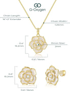 Rose Flower Earring Necklace Set - 14k Gold Plated Hypoallergenic Jewelry Sets For Women, Trendy Cubic Zirconia Floral Earring Pendant Necklace Anniversary Birthday Gift for Her
