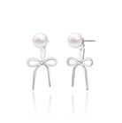 Risamil 14K Gold Plated/Silver Earrings for Women Trendy, Dainty Bow Earrings for Women Cute Pearl Huggie Earring Hoops Twist Rope Bow Stud Pearl Dangle Cubic Zirconia Earrings Jewelry Gifts