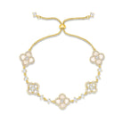 Women's 18K Gold Plated Clover Bracelet with Natural Shell - Four Leaf Lucky Charm Dainty Link Bracelets Jewelry for Women, Trendy Birthday/Mother's Day Gift