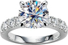 AnuClub Moissanite Engagement Ring, Total 4.3cttw D Color Round/Oval/Asscher Cut, 925 Sterling Silver Promise Anniversary Rings for Women, Elegant Gift Packed