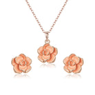 EleQueen Rose Flower Necklace Earrings Bracelet Set 14K Gold Plated Hypoallergenic Jewelry Sets Gift for Women
