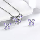 Aurora Tears Butterfly Jewelry,Women 925 Sterling Silver Butterflies Birthstone Pendant Necklace/Earrings/Rings Wedding Gift