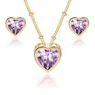 EVEVIC Austrian Crystal Heart Pendant Necklace Earrings for Women 14K Gold Plated Hypoallergenic Jewelry Set