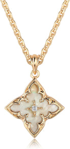 Fettero Gold Clover Necklace for Women Dainty 14K Gold Plated CZ Pendant Necklace Adjustable Chain Choker Charm Colorful Clover Pendant Lucky Necklaces for Women Jewelry