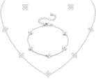 ORAZIO Dainty Silver Gold Jewelry Set for Women Trendy 14K Gold Plated CZ Flowers Pendant Choker Necklaces for Women Stud Earrings Link Bracelets Stack Jewelry Gifts for Wedding Prom Brides