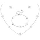 ORAZIO Dainty Silver Gold Jewelry Set for Women Trendy 14K Gold Plated CZ Flowers Pendant Choker Necklaces for Women Stud Earrings Link Bracelets Stack Jewelry Gifts for Wedding Prom Brides